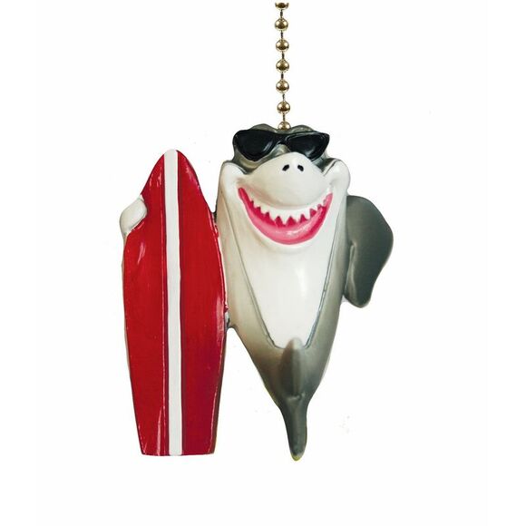 Surfing Shark in Sunglasses Ceiling Fan Pull or Light Pull Chain - Picture 1 of 1